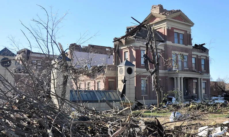 The Graves County Courthouse after the tornadoes