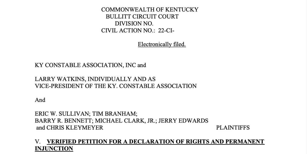 Kentucky Constable Association challenges constitutionality of new law
